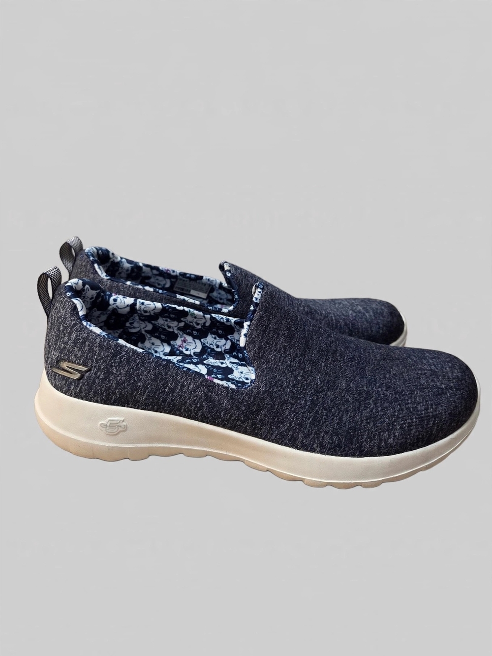 Skechers Women's Slip-On Knit Sneakers in Navy with Cream Sole